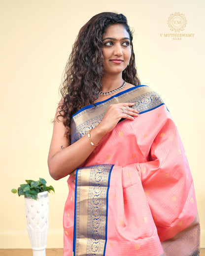 BABY PINK KANCHIPURAM KORVAI SILK SAREE