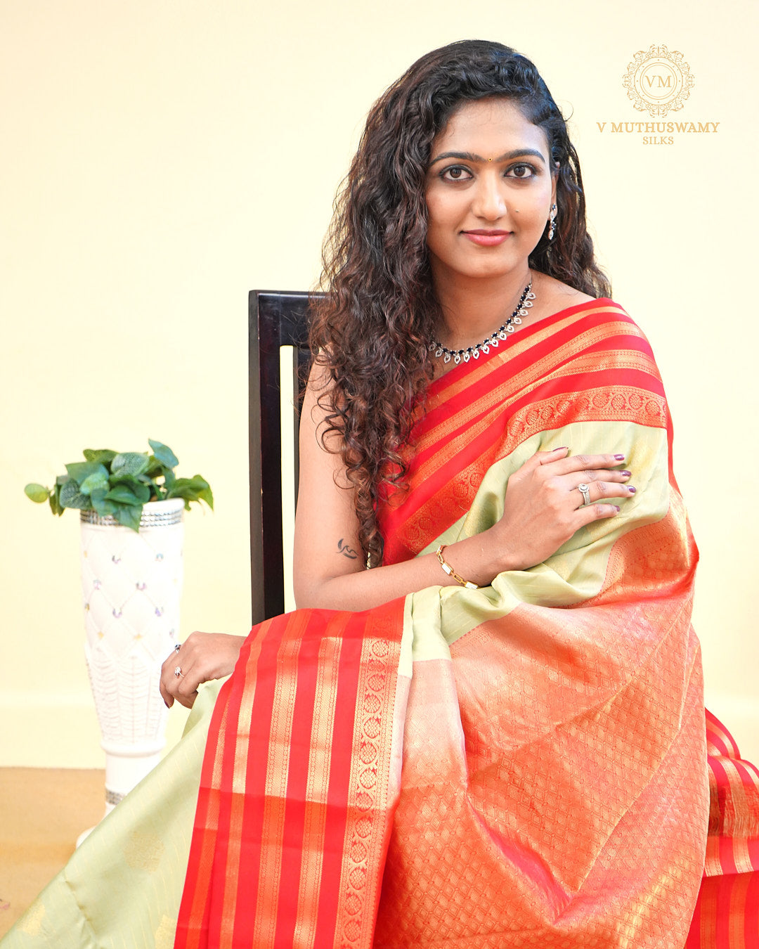 Kanchipuram Semi silk saree Sandy Beach with Red Border