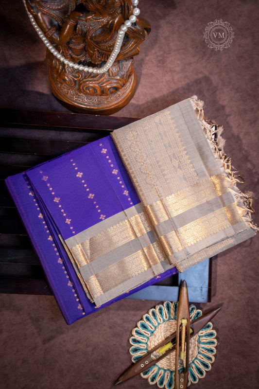 Violet Blue Handloom soft silk saree