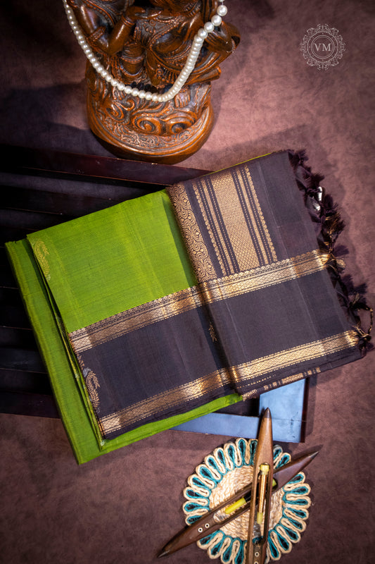 Dark Olive Handloom Soft Silk Saree