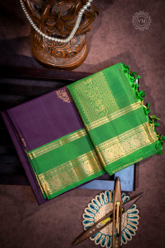 Plum Purple Handloom soft silk saree