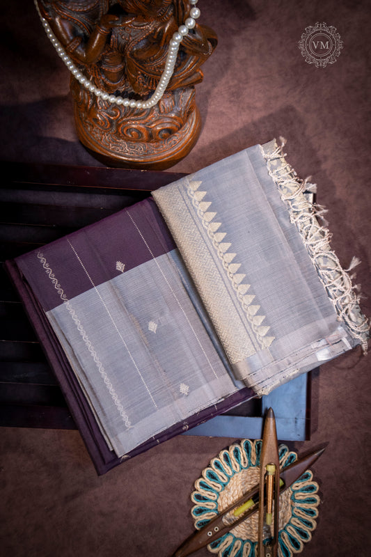 Plum Purple Handloom soft silk saree
