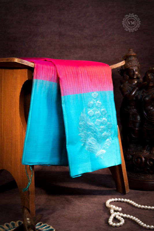 Pink Red Handloom soft silk saree
