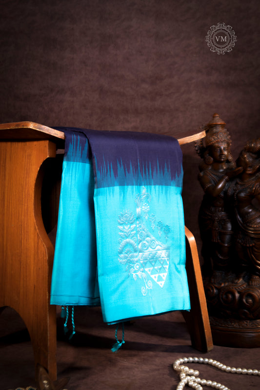 Bright Grey Handloom soft silk saree