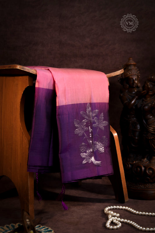 Rose Pink Handloom soft silk saree