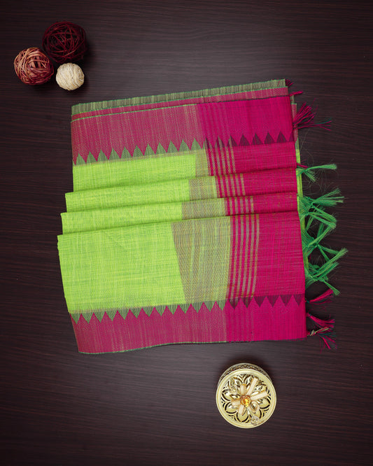 Cotton saree parrot green colour