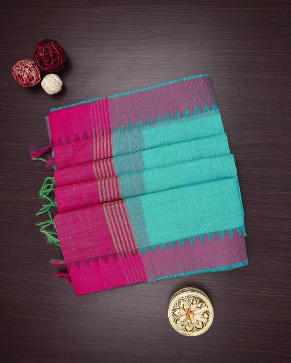 Cotton saree peacock green colour