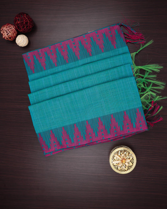 Cotton saree peacocok green colour