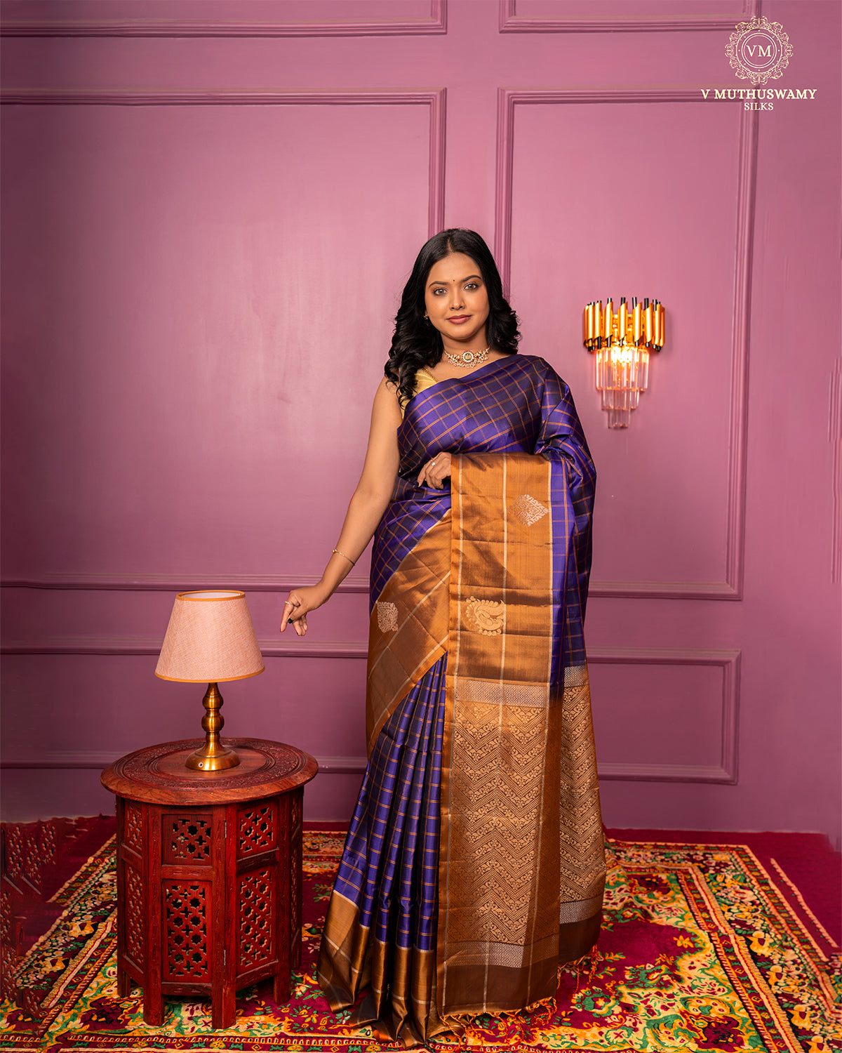 DARK  LAVENDER colour Handloom  soft silk saree