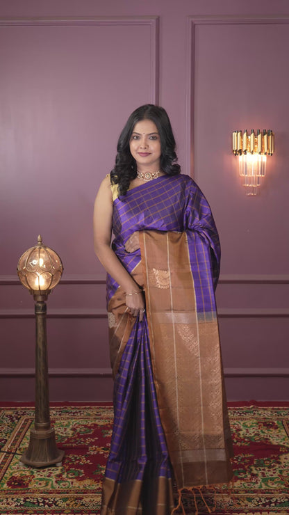 DARK  LAVENDER colour Handloom  soft silk saree