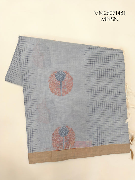 Dusty Gray Handloom Cotton Saree