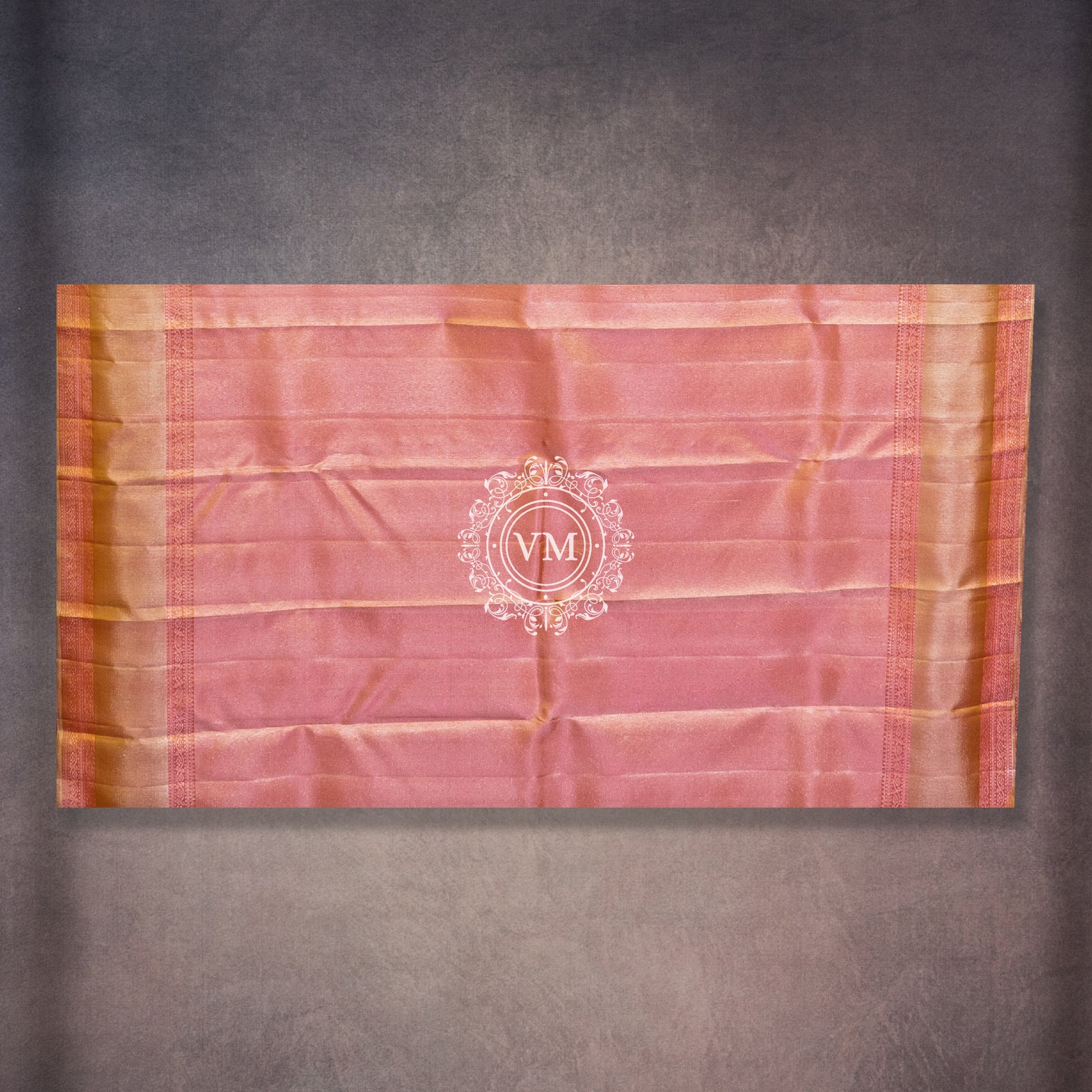 WS35 Sea Pink and Fire Yellow Silk Saree with Mango patterns - V Muthuswamy Silks