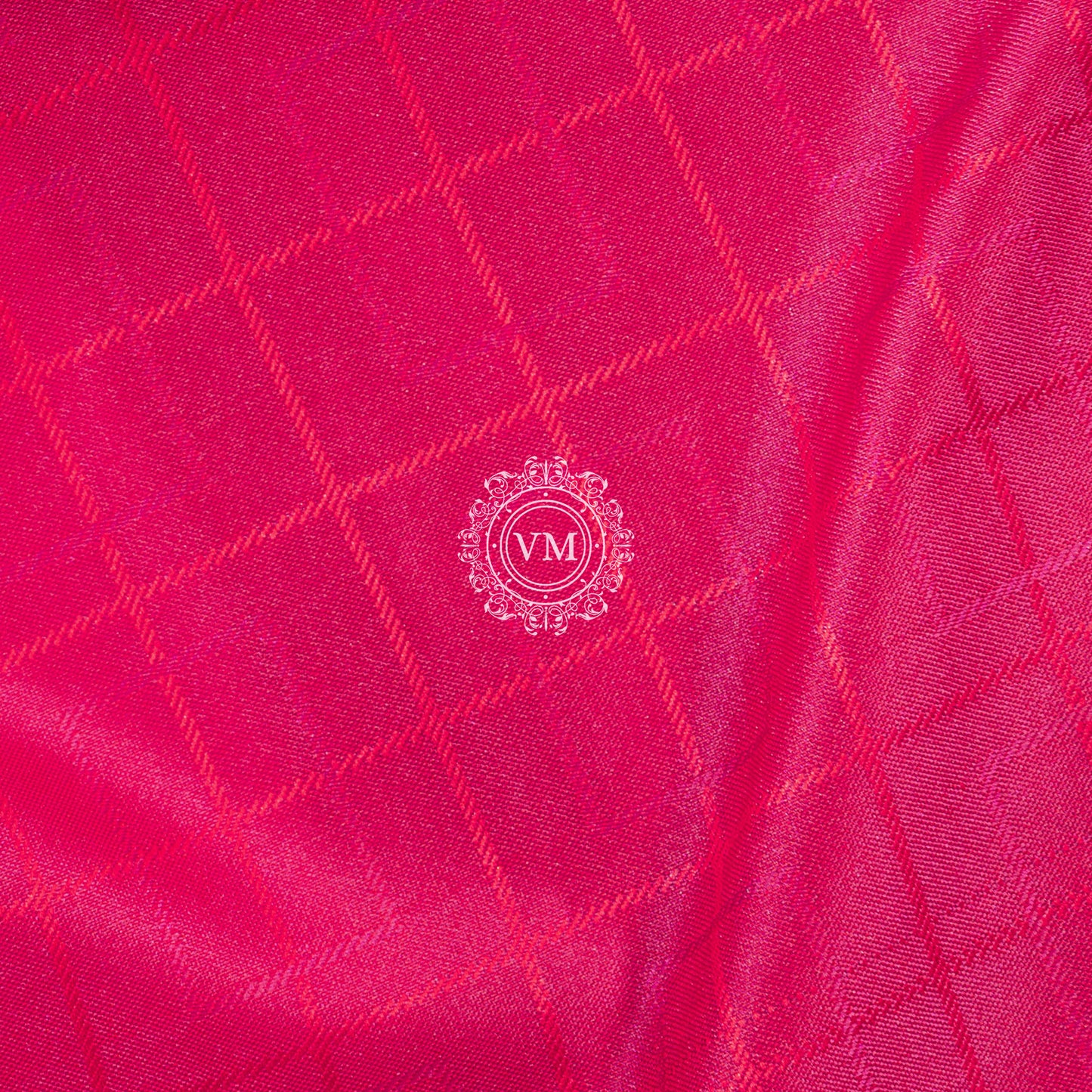 SS50 Paisley Gold Zari Motif with Checked Design Rani Pink Soft Silk Saree