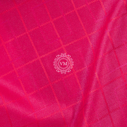 SS50 Paisley Gold Zari Motif with Checked Design Rani Pink Soft Silk Saree