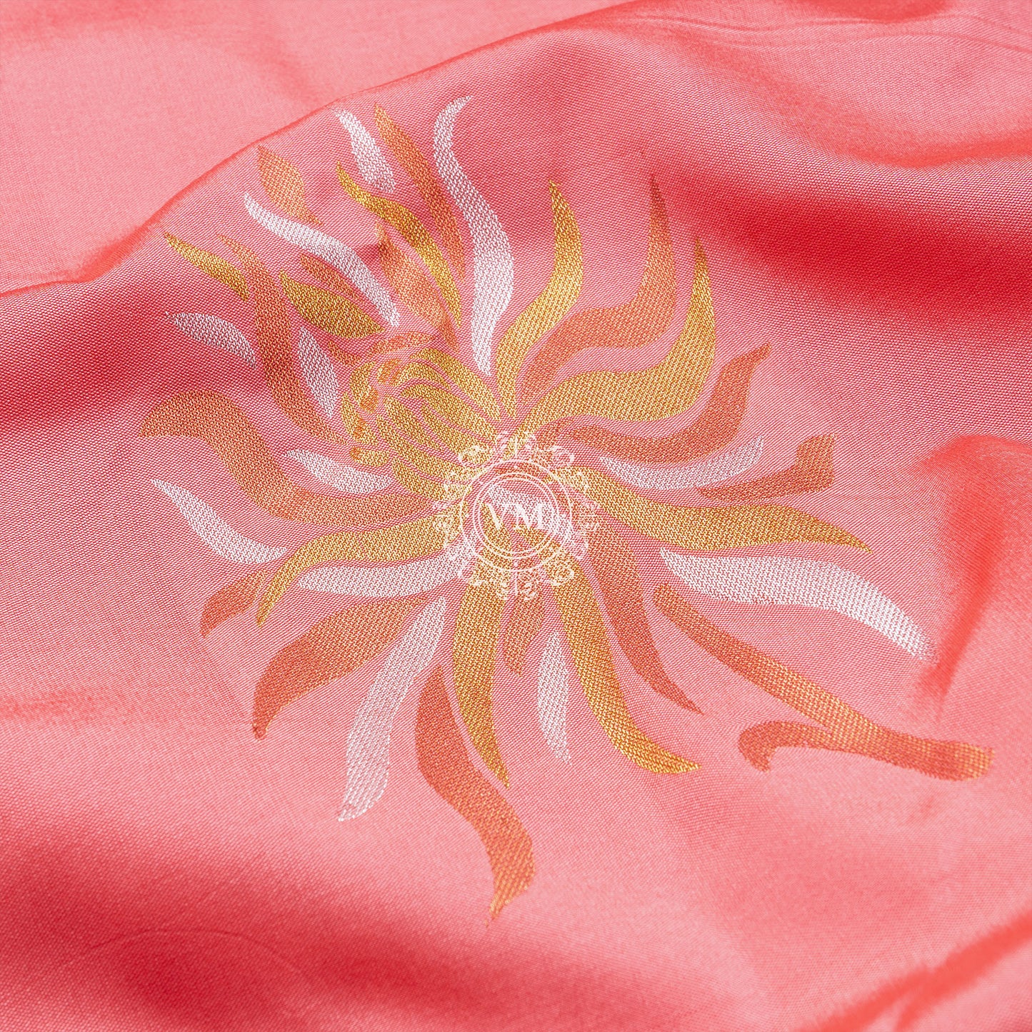 SS63  Light Peach Soft Silk Saree with Silver and Copper Zari Design