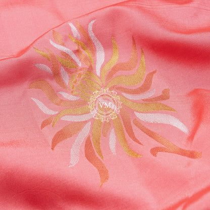 SS63  Light Peach Soft Silk Saree with Silver and Copper Zari Design